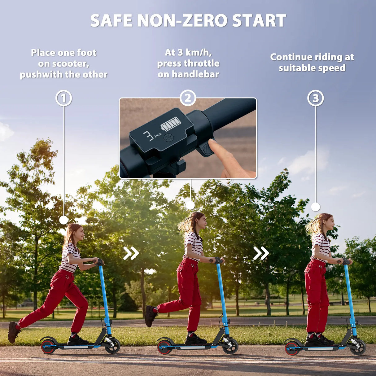 SPORTNOW Folding Electric Scooter for Kids, with Dual Brakes, Front Suspension, LED Colourful Lights, Blue