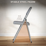 HOMCOM 4 Pack Folding Chairs with Padded Seats, Velvet Portable Party Chairs with Steel Frame, Light Grey