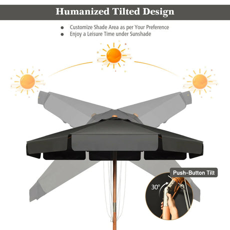3m Garden Parasol Umbrella Garden Outdoor Sun Shade-Grey