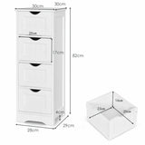 Floor Wooden Free Standing Storage Side Organizer for Bathroom-White