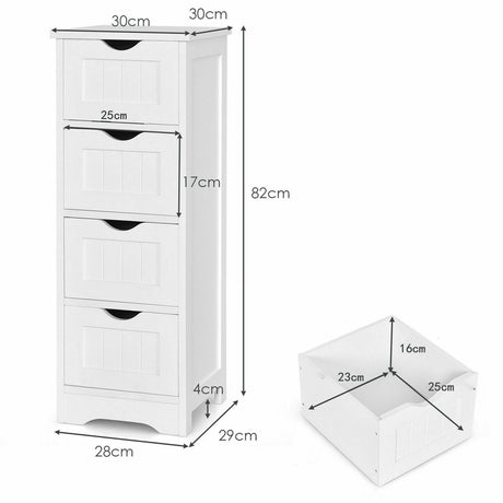 Floor Wooden Free Standing Storage Side Organizer for Bathroom-White
