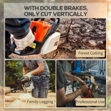 DURHAND 2000W Powerful Electric Chainsaw, 16" Aluminium Blade Portable Corded Chain Saw, 7250rpm Chain Saw for Garden Tree Pruning, 13m/s Chain Speed Auto Chain Lubrication to Cut Wood, Orange