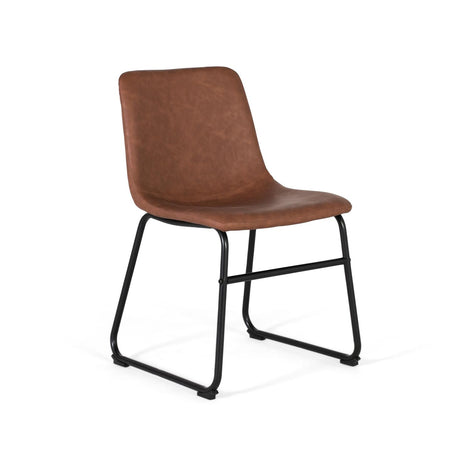 Giner and Colomer - Set Of 4 Brown PU Chairs With Matte Black Steel Legs