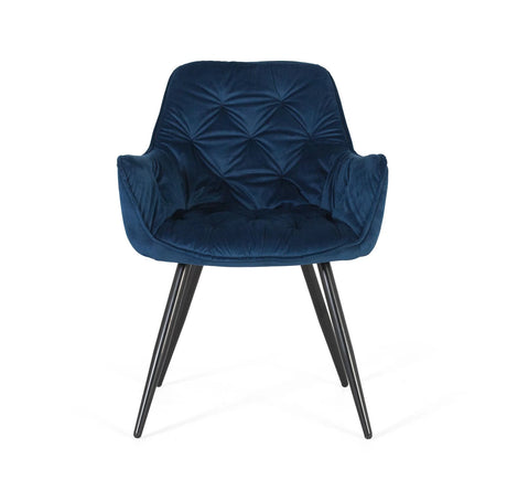 Giner and Colomer - Set Of 2 Electric Blue Velvet Chairs With Black Tubular Legs