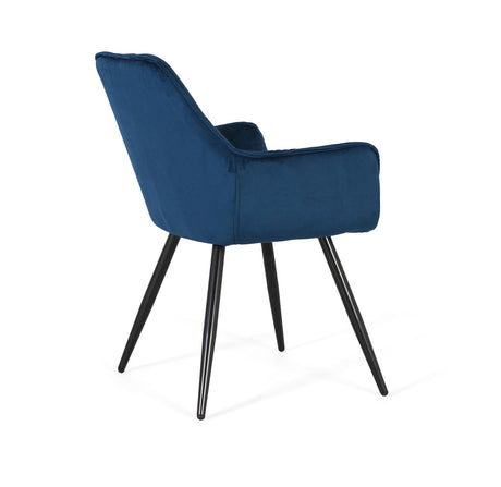 Giner and Colomer - Set Of 2 Electric Blue Velvet Chairs With Black Tubular Legs