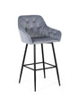 Giner and Colomer - Set Of 2 Velvet Stools In Deep Blue With Black Metal Legs