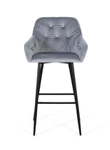 Giner and Colomer - Set Of 2 Velvet Stools In Deep Blue With Black Metal Legs