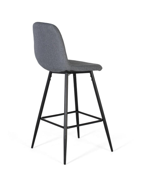 Giner and Colomer - Set Of 4 Grey Fabric Stools With Matte Black Metal Legs