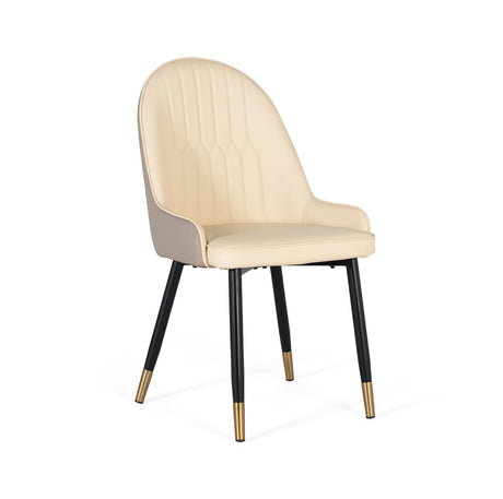 Giner and Colomer - Set Of 4 Beige Cowhide Chairs With Black Legs & Gold Tips