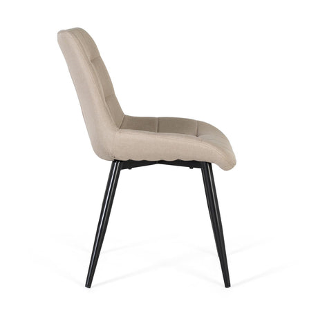 Giner and Colomer - Set Of 2 Beige Fabric Chairs With Button-Less Quilting & Black Legs