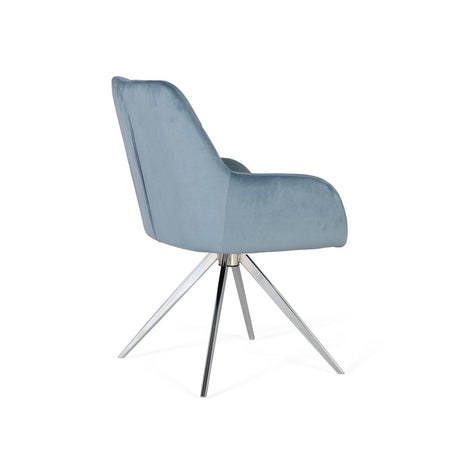 Giner and Colomer - Set Of 2 Light Blue Velvet Armchairs With Nickel-Plated Steel Legs