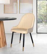 Giner and Colomer - Set Of 4 Beige Cowhide Chairs With Black Metal & Gold-Tipped Legs