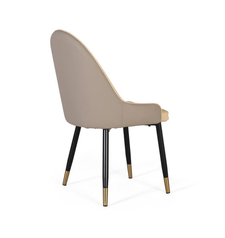Giner and Colomer - Set Of 4 Beige Cowhide Chairs With Black Metal & Gold-Tipped Legs