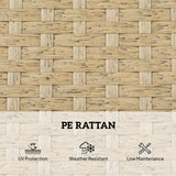 Outsunny Rattan Sun Loungers Set of 2 with Side Table, Garden Recliner Sunbeds with Adjustable Back, Cushions, Beige