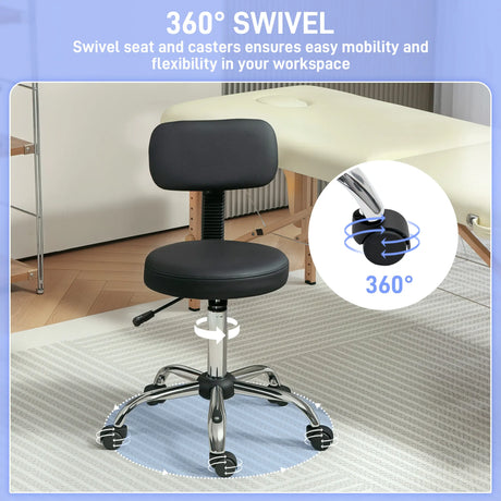 HOMCOM 360 Swivel Seat Salon Stool - Black