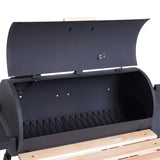 Outsunny Portable Charcoal BBQ Grill, Cold-rolled Steel, Solid Wood, 104H x 124L x53W cm-Black