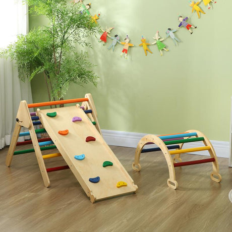 AIYAPLAY 5-in-1 Toddler Climbing Frame with Ramp, Arch, for 18-48 Months, Multicoloured