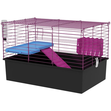 PawHut Chinchillas Small Rabbit Guinea Pig Small Animal Cage, Pet Playhouse, with Platform, Ramp, 71 x 46 x 47cm