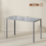 HOMCOM 120cm Dining Table, Rectangle 4 Seater Kitchen Table with Tempered Glass Top and Metal Legs, Grey