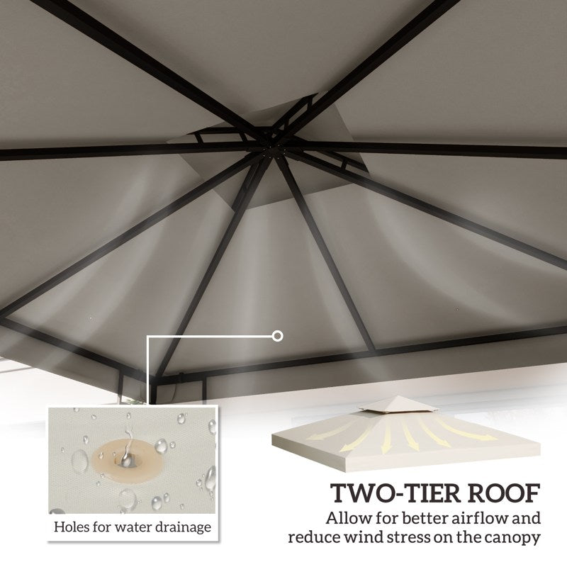 Outsunny Gazebo Replacement Canopy 3x3 m-Cream White