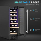 HOMCOM 19 Bottle 5-18 Wooden Rack Wine Fridge - Black
