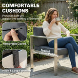 Outsunny 4 Seater Garden Furniture Set, Extra Wide Deep Garden Sofa Set with Olefin Cushions, Brushed Aluminium Frame, Dark Grey