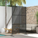 Outsunny 6.5FT Decorative Outdoor Divider, Metal Privacy Screen with Stand, Triangle Style, Black