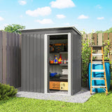 Outsunny 5 x 3ft Garden Storage Shed with Sliding Door and Sloped Roof Outdoor Equipment Tool, Light Grey
