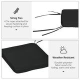 Outsunny Set of 6 Chair Cushion Seat Pads Dining Chair w/ Straps Indoor Outdoor Removable Tie On Garden Patio, Black