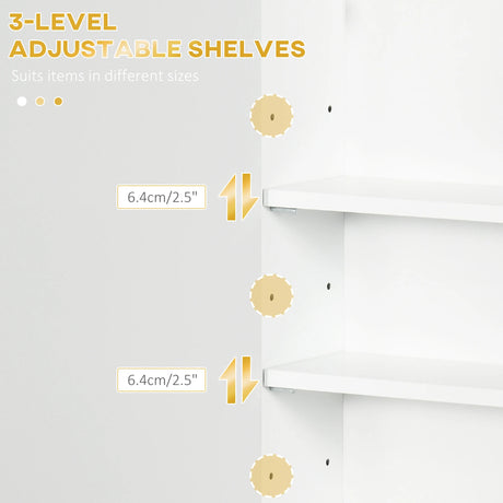 kleankin Bathroom Wall Cabinet, Over Toilet Storage Cupboard with Adjustable Shelves for Hallway, Living Room, White