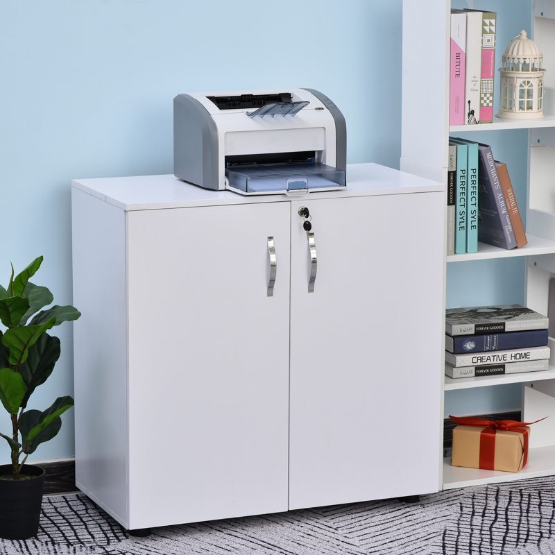 Vinsetto Two-Tier Locking Office Storage Cabinet - White