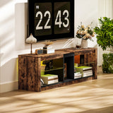HOMCOM TV Stand Cabinet with LED Lights and Remote Control for TVs up to 65", Entertainment Centre with Storage Shelves and Compartment, Rustic Brown