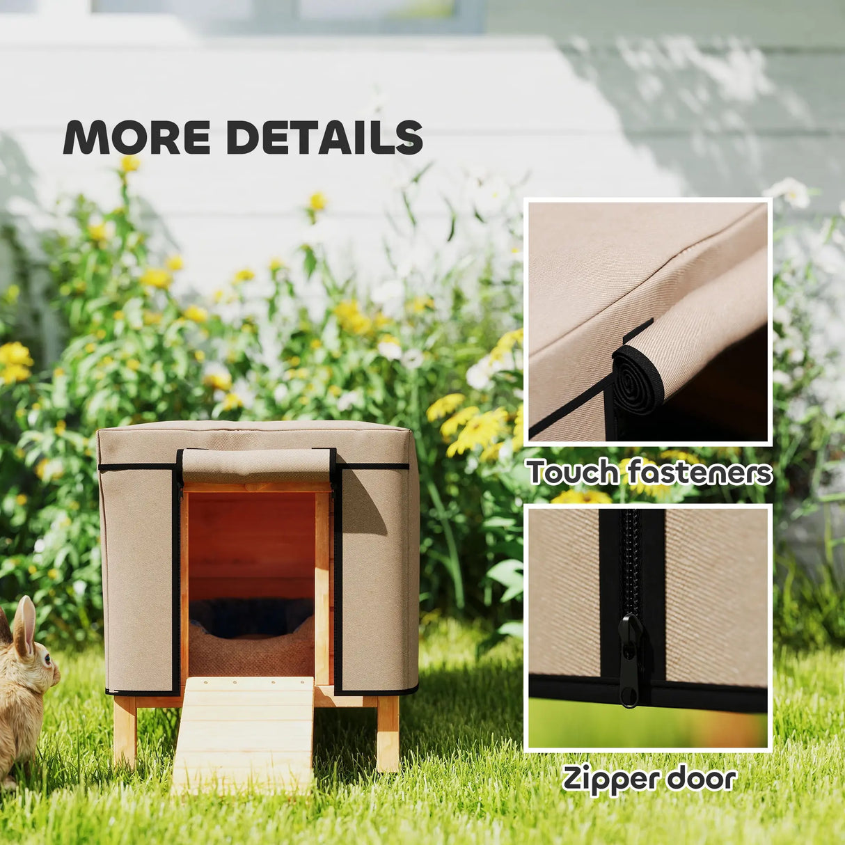 PawHut Water-Resistant Rabbit Hutch Cover for X-D2-0047 and Similar Models, 43 x 52 x 37cm, Brown