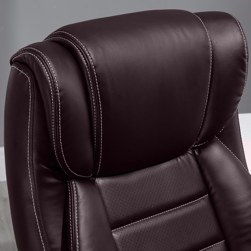 Vinsetto Office Chair with 6-Point Maaage, PU Desk Chair with Padded Seat and Armrest, Computer Chair with Tilt Function for Home, Brown