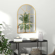 HOMCOM 90 X 61cm Arched Grid Mirror - Gold Tone