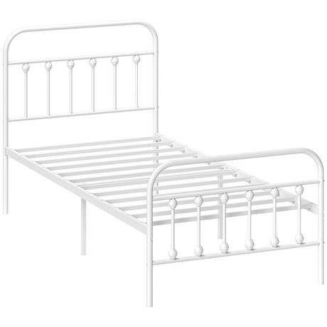 HOMCOM Single Minimalistic Metal Bed Frame - White