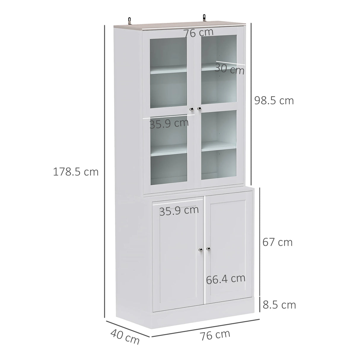 HOMCOM Double Storage Display Cabinet - White