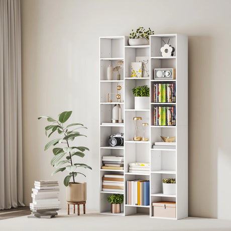 HOMCOM 21-Compartment Bookshelf - White
