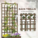 Outsunny Wooden Trellis Planter, Raised Garden Bed with Wheels and Bed Liner, to Climb and Grow Vegetables, Herbs and Flowers