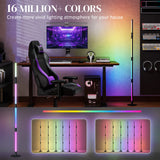 HOMCOM LED Floor Lamp, 360 RGB Detachable Corner Floor Lamp with App & Remote Control, Colour Changing Standing Lamp with Music Sync & Timing, for Living Room, Game Room, Dark Grey