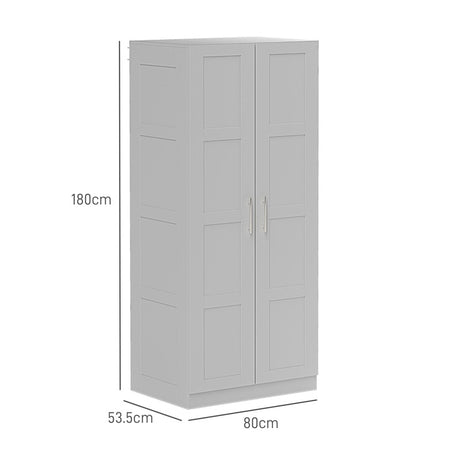 HOMCOM Double Paneled Door Wardrobe, with Shelves - Grey