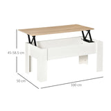 HOMCOM Lift Top Coffee Table with Hidden Storage Compartment, Lift Tabletop Pop-Up Center Table for Living Room