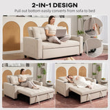 HOMCOM Two-Seater Pull-Out Sofa Bed - Beige