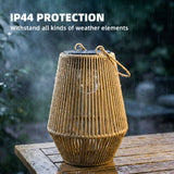 Outsunny Hanging Solar Lanterns, 2 Pack Rattan Solar Lights with Handle for Patio, Pathway, Terrace, Auto On/Off, Brown
