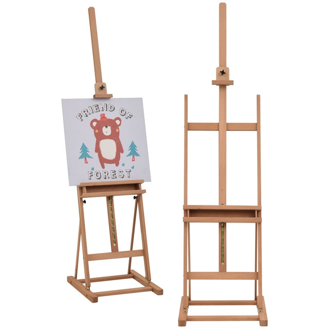 Vinsetto Wooden Easel Stand H-Frame Artist Easel with 171-230cm Adjustable Height and 0-80° Working Angles Beech Wood Art Easel for Displaying Painting Wedding Sign Nature Wood Finish