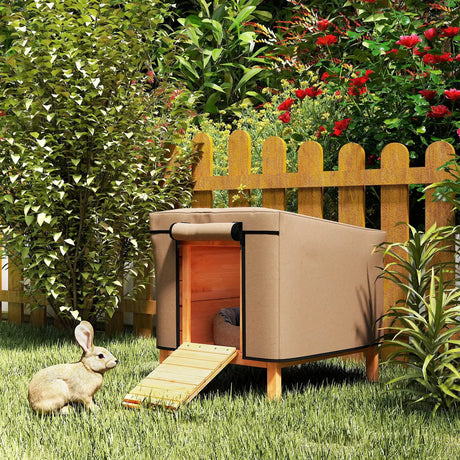 PawHut Water-Resistant Rabbit Hutch Cover for X-D2-0047 and Similar Models, 43 x 52 x 37cm, Brown