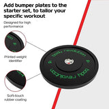 Olympic Barbell with 250KG Capacity & Rotating Sleeves  Includes Rubber-Coated Weight Plates  50kg Weight Set (10kg +15kg Pairs)