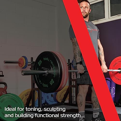 Olympic Barbell with 250KG Capacity & Rotating Sleeves  Includes Rubber-Coated Weight Plates  100kg Weight Set (5kg + 10kg + 15kg + 20kg Pairs)