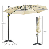 Outsunny 3 x 3(m) Cantilever Parasol with Cross Base, Garden Umbrella with 360 Rotation, Crank Handle and Tilt for Outdoor, Patio, Cream White