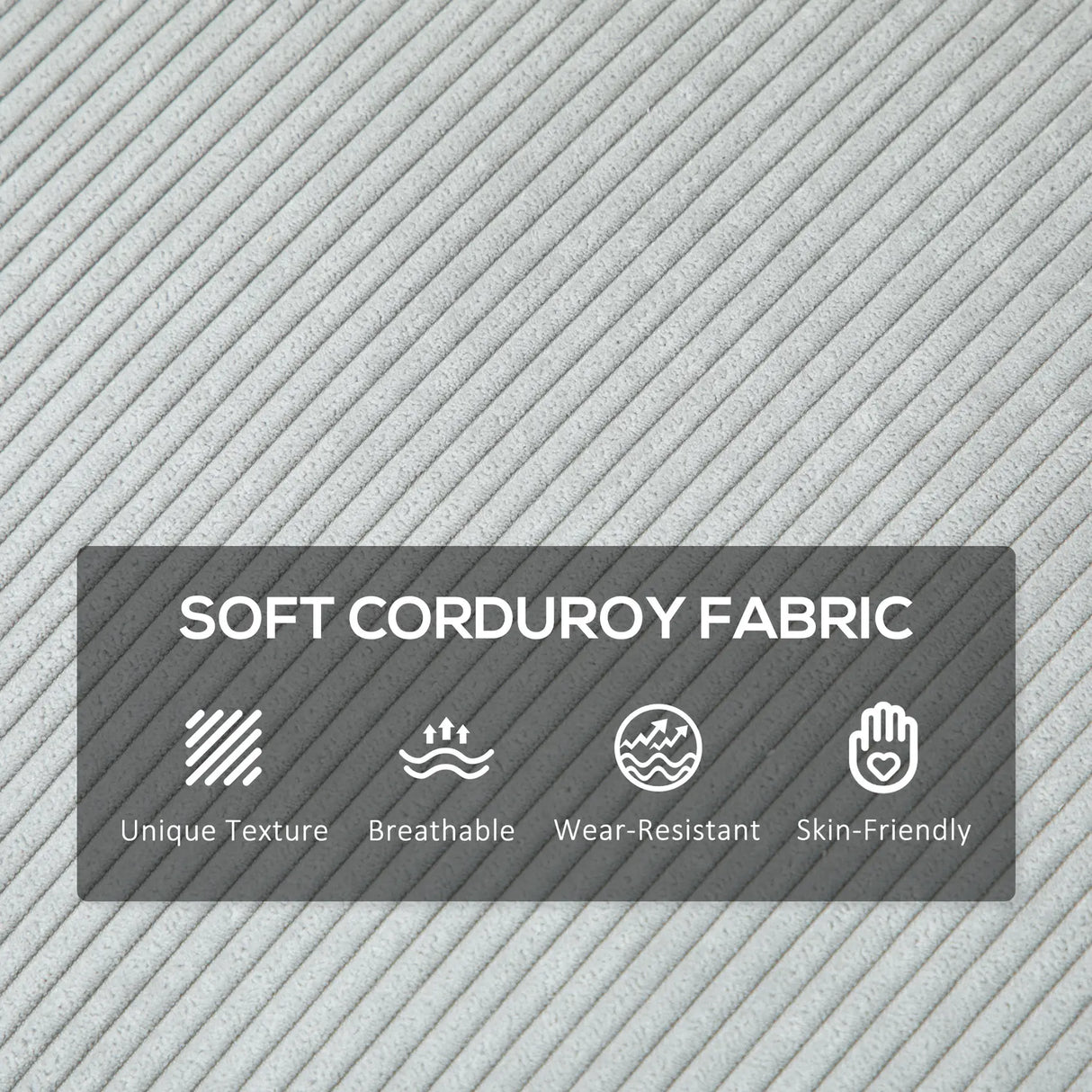 HOMCOM Three-Seater Corduroy - Light Grey